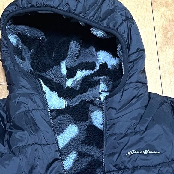 NWOT-Eddie Bauer Boys' Reversible CirrusLite Down Hooded Jacket - Picture 7 of 7